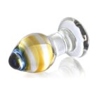 Quality Crystal Glass Butt Plug – Sunset Yellow and Blue Swirls